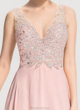 Load image into Gallery viewer, Chiffon With Beading Sequins A-Line Split Georgia Front V-neck Floor-Length Prom Dresses