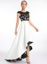 Load image into Gallery viewer, Illusion Satin Asymmetrical Muriel Scoop A-Line Prom Dresses Lace