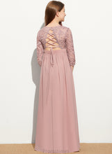 Load image into Gallery viewer, Floor-Length Scoop Kailey A-Line Lace Junior Bridesmaid Dresses Chiffon Neck