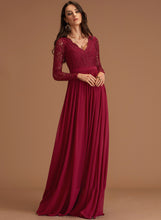 Load image into Gallery viewer, A-Line V-neck Zoey With Floor-Length Lace Chiffon Prom Dresses