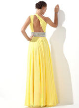 Load image into Gallery viewer, Ruffle With A-Line Prom Dresses One-Shoulder Ayla Chiffon Floor-Length Beading