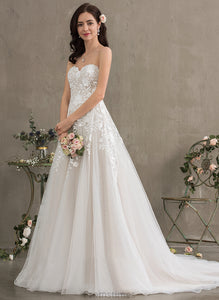 Train Wedding Dress Ball-Gown/Princess Sweetheart Tulle Wedding Dresses Carleigh Court