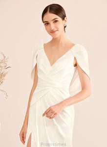 Train Sweep Ruffle V-neck Wedding Dresses Wedding Kaia A-Line Dress With