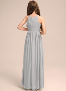 Neck Chiffon Scoop Junior Bridesmaid Dresses With A-Line Floor-Length Jaelynn Ruffle