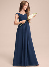 Load image into Gallery viewer, Junior Bridesmaid Dresses A-Line Off-the-Shoulder Chiffon Floor-Length Ruffles Mara With