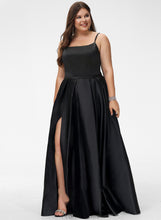 Load image into Gallery viewer, Pockets Floor-Length Prom Dresses With Square Front A-Line Adalyn Neckline Satin Split