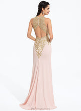 Load image into Gallery viewer, Jersey Sequins Neck Brittany Scoop With Prom Dresses Sheath/Column Lace Train Sweep