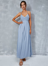 Load image into Gallery viewer, Neck A-Line Cassandra Split With Cowl Prom Dresses Ankle-Length Front