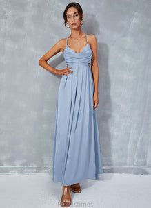 Neck A-Line Cassandra Split With Cowl Prom Dresses Ankle-Length Front