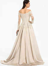 Load image into Gallery viewer, Sweep Olympia Prom Dresses Satin Ball-Gown/Princess With Train Off-the-Shoulder Sequins