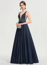 Load image into Gallery viewer, Beading Harmony Ball-Gown/Princess With Sequins V-neck Satin Floor-Length Prom Dresses