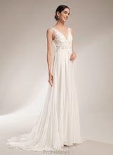 Load image into Gallery viewer, Court Train Wedding Wedding Dresses Miya Sequins With A-Line Dress Beading V-neck