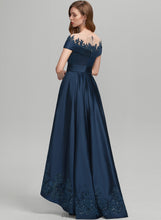 Load image into Gallery viewer, Sequins Ball-Gown/Princess Satin Saniya Asymmetrical Neck Prom Dresses Pockets With Scoop