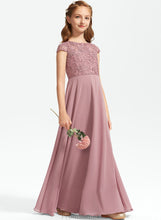 Load image into Gallery viewer, Neck Floor-Length Lace Chiffon Lena Junior Bridesmaid Dresses A-Line Scoop