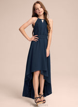 Load image into Gallery viewer, A-Line With Junior Bridesmaid Dresses Asymmetrical Ruffles Bow(s) Chiffon Scoop Neck Briley