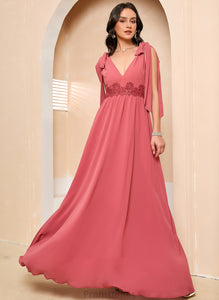 Prom Dresses V-neck Ankle-Length A-Line Bow(s) With Jean