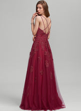 Load image into Gallery viewer, A-Line Beading Tulle With Floor-Length Brynlee Prom Dresses V-neck Sequins