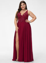 Load image into Gallery viewer, Floor-Length V-neck Chiffon With Prom Dresses Mattie Sequins A-Line