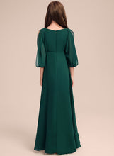 Load image into Gallery viewer, Ruffles Floor-Length Chiffon V-neck Cheryl With A-Line Junior Bridesmaid Dresses