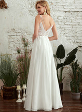 Load image into Gallery viewer, Split V-neck Beading Dress Zoe A-Line Floor-Length Wedding Dresses Front Wedding With