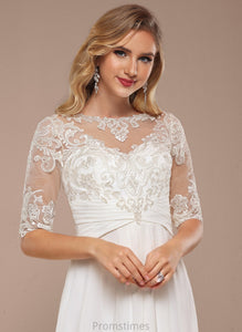 Boat Kaila Asymmetrical Chiffon Neck A-Line Wedding Lace Dress Wedding Dresses