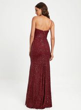 Load image into Gallery viewer, With Sequins Floor-Length Cali Ruffle One-Shoulder Sequined Sheath/Column Prom Dresses