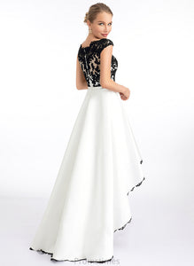 Scoop Asymmetrical Satin Ball-Gown/Princess Prom Dresses Neck Savanah