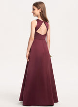 Load image into Gallery viewer, Junior Bridesmaid Dresses Neck Satin Floor-Length Scoop Cassidy A-Line