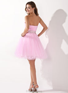 With Sweetheart Prom Dresses Sequins A-Line/Princess Amirah Short/Mini Beading Tulle