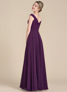 A-Line Kaiya Floor-Length Off-the-Shoulder With Prom Dresses Ruffle Chiffon