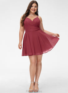 V-neck Short/Mini Chiffon Prom Dresses A-Line With Abigail Ruffle