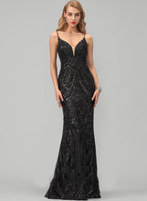 Load image into Gallery viewer, Floor-Length Satin V-neck Sheath/Column Prom Dresses Cherish Sequined