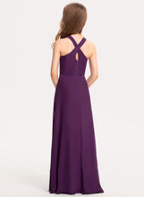 Load image into Gallery viewer, V-neck Lea A-Line Chiffon Floor-Length Junior Bridesmaid Dresses