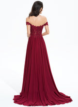 Load image into Gallery viewer, Train Chiffon Off-the-Shoulder Ina Sweep Lace Sequins Prom Dresses A-Line With