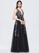 Load image into Gallery viewer, Beading With Floor-Length Sequins Shyla A-Line Tulle Lace V-neck Prom Dresses