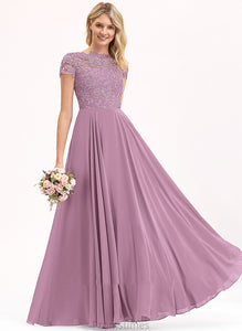 Lace With A-Line Chiffon Scoop Floor-Length Neck Kinsley Prom Dresses Pockets