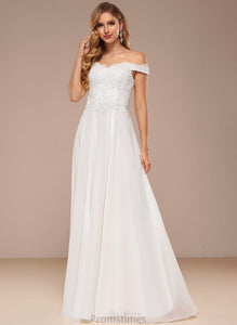 Wedding Dresses Floor-Length Off-the-Shoulder Wedding Dress Lace A-Line With Chiffon Sequins Karsyn