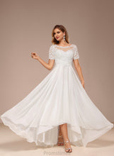 Load image into Gallery viewer, Dress Wedding Dresses Neck Asymmetrical Boat Wedding A-Line Lace Mareli Chiffon