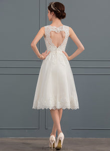 Tulle Bow(s) Annie Knee-Length With Wedding Wedding Dresses Dress A-Line Illusion