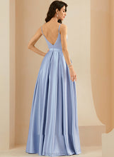 Load image into Gallery viewer, Pockets Ball-Gown/Princess Prom Dresses Satin Ruffle Deborah V-neck Floor-Length With