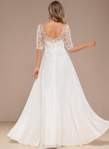 Chiffon Pamela Floor-Length Wedding Wedding Dresses V-neck A-Line Dress Lace