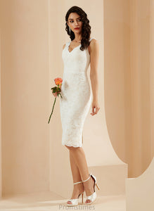 Ellie Wedding Dress V-neck Sheath/Column Wedding Dresses Knee-Length