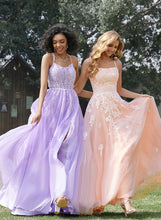 Load image into Gallery viewer, Floor-Length Ball-Gown/Princess Tulle With Square Prom Dresses Sequins Lace Caitlyn