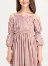 Load image into Gallery viewer, Neckline Chiffon Sal With Junior Bridesmaid Dresses Lace Ruffle A-Line Ankle-Length Square