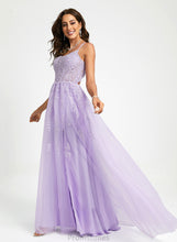 Load image into Gallery viewer, Scoop Sequins Train Tulle With Neck Ball-Gown/Princess Lace Sweep Prom Dresses Rebecca