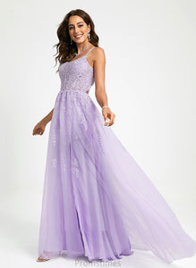 Scoop Sequins Train Tulle With Neck Ball-Gown/Princess Lace Sweep Prom Dresses Rebecca