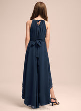 Load image into Gallery viewer, A-Line With Junior Bridesmaid Dresses Asymmetrical Ruffles Bow(s) Chiffon Scoop Neck Briley