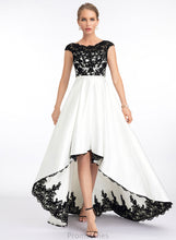 Load image into Gallery viewer, Wedding Illusion Jocelynn Wedding Dresses Satin Asymmetrical Scoop Lace A-Line Dress