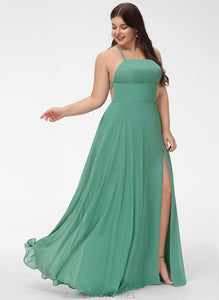 A-Line Nyasia Floor-Length Square Prom Dresses Chiffon