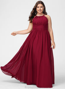 A-Line Viviana With Prom Dresses Scoop Floor-Length Chiffon Ruffle